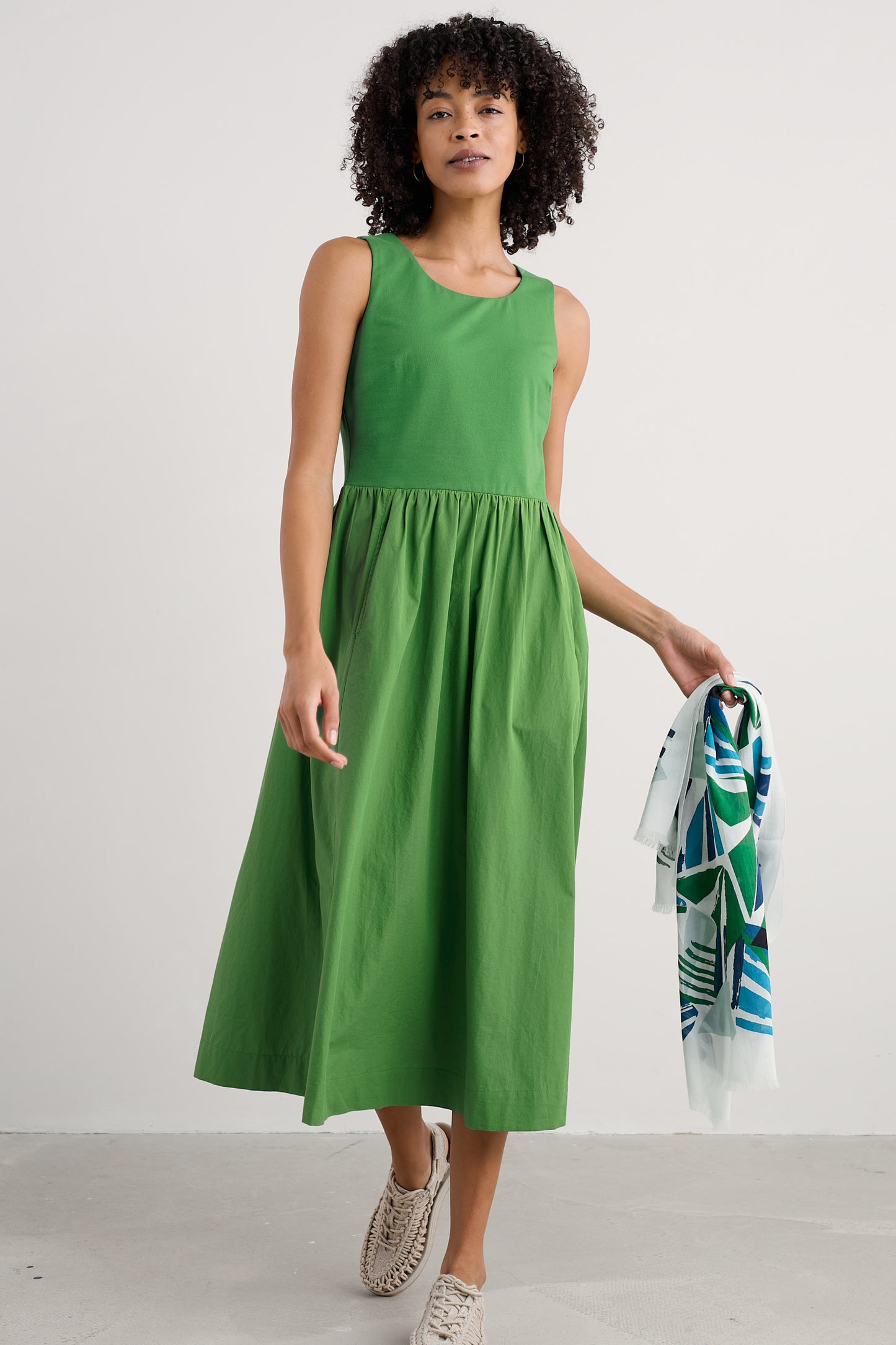 Madder Jersey Woven Mix Sleeveless Dress
