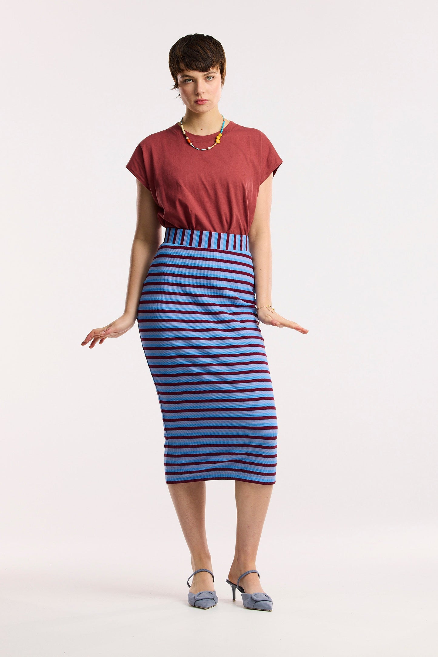 Traveller Waffle Stripe Tube Skirt
