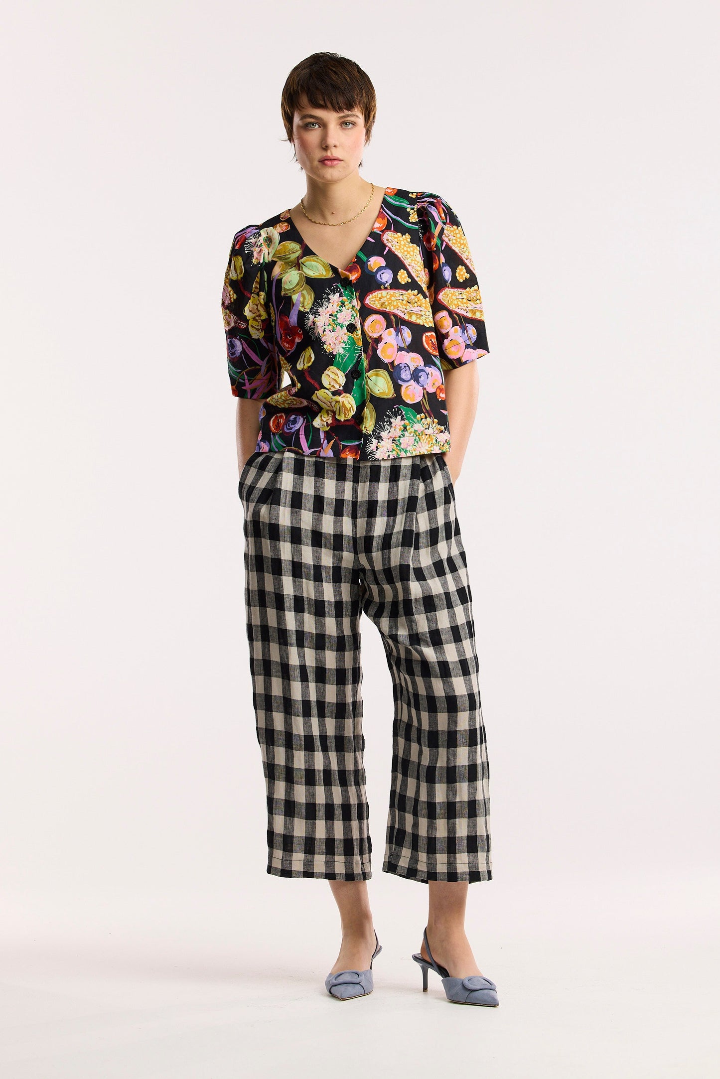 Laneway Check Barrel Leg Pant