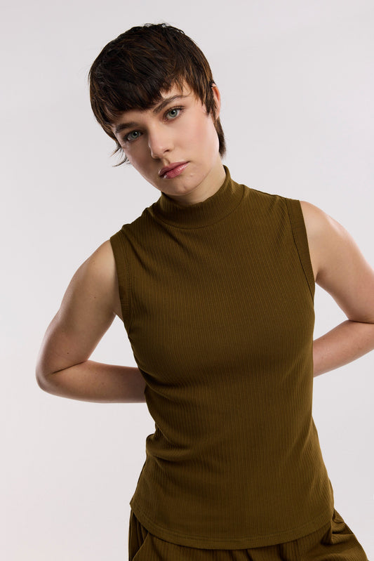 Traveller Luxe Rib Mock Neck Tank